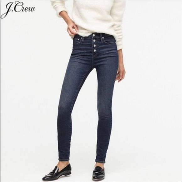 JCrew Dark Wash Blue Denim 9 Toothpick High Rise Jeans Size 26P